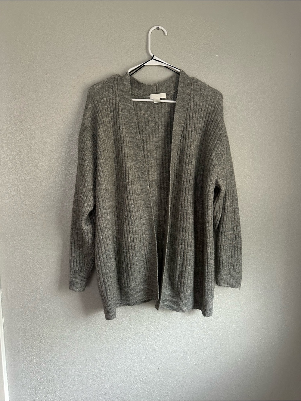 H&M Grey Wool Blend Oversized Slouchy Cardigan Sweater